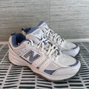 New Balance Classic White and Blue Trainers 401v2